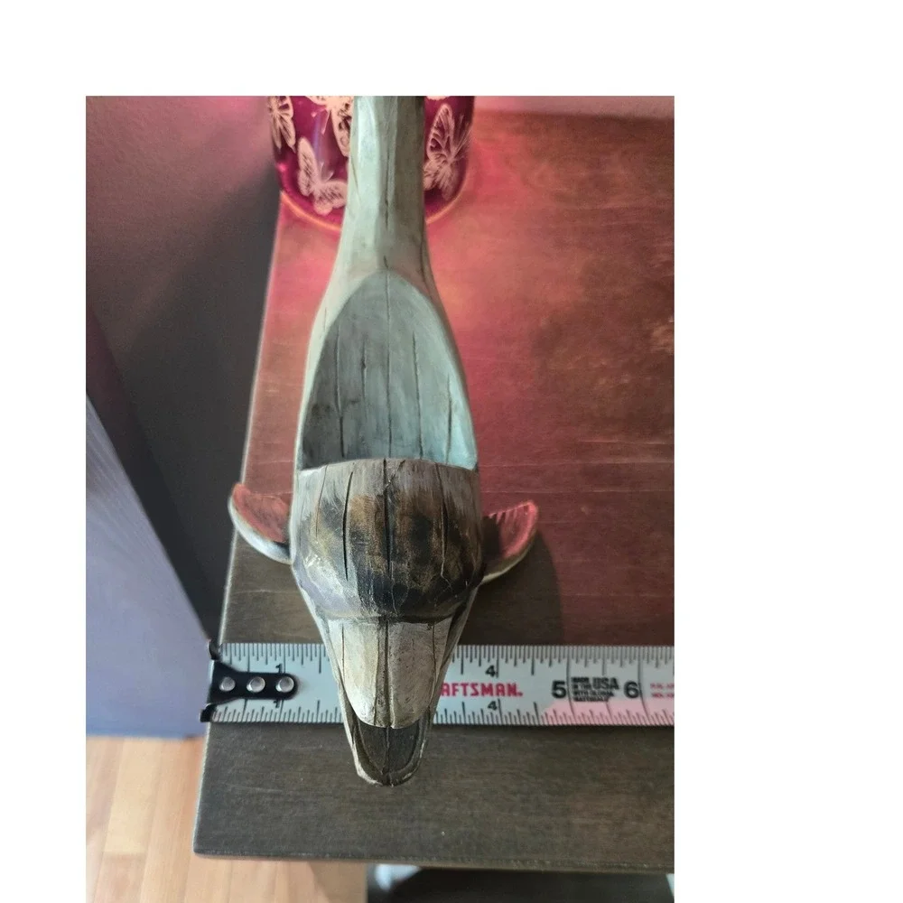 HandCarved Wooden Dolphin Wine Bottle Holder Coastal Nautical Beach Decor 13.5in